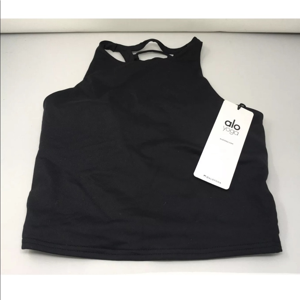 Alo yoga black weave tank top bra